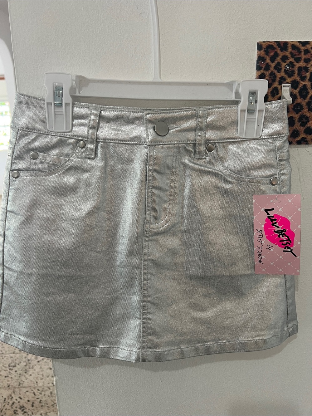 Metallic Silver Mini Skirt -